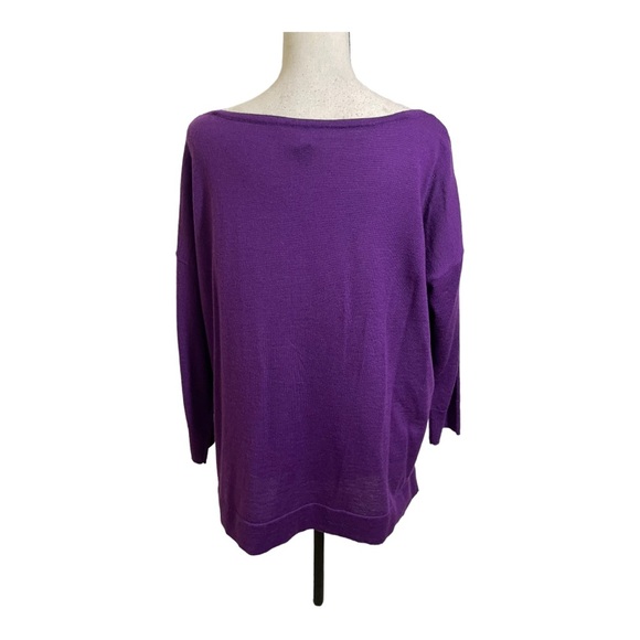 White House black market womens wool sweater. Large purple round neckline - Picture 5 of 11